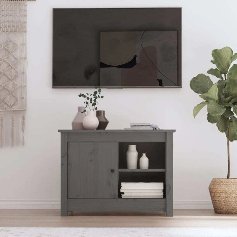 Image of VIDAXL TV Cabinet Grey 70x36.5x52cm Solid Wood Pine Vidaxl 8720287189541