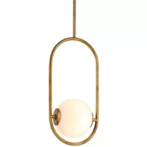 image of Everley 1 Light Pendant Vintage Brass, Glass