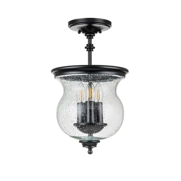 Feiss Feiss Pickering Lane 3 Light Glass Semi-Flush Ceiling Light - Black