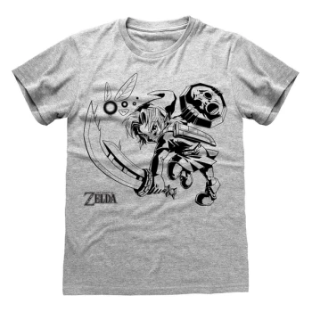 image of Legend Of Zelda - Link And Navi Unisex Large T-Shirt - Grey