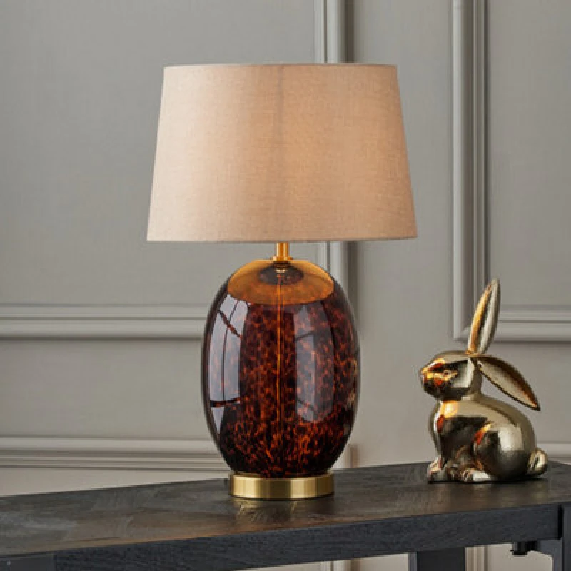 Image of Lucien Tortoiseshell Glass Tall Table Lamp