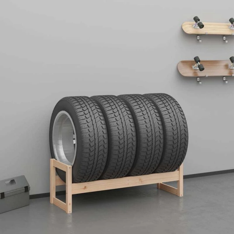 Image of vidaXL Tire Rack 120X40X40cm Solid Wood Pine, Brown 825007