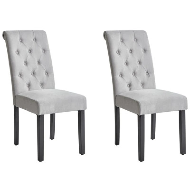 Image of Beliani Set Of 2 Dining Chairs Velva Fabric Grey