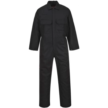 image of Portwest - BIZ1 Black Sz L T Bizweld Flame Retardant Welder Overall Coverall Safety Boiler Suit