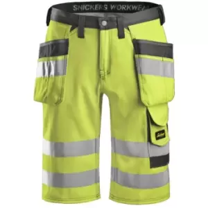 image of Snickers Hi-Vis Holster Pocket Shorts, Class 1, Yellow 31 Waist - Yellow