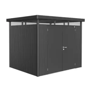 image of 8' x 7' Biohort HighLine H3 Dark Grey Metal Double Door Shed (2.52m x 2.12m)