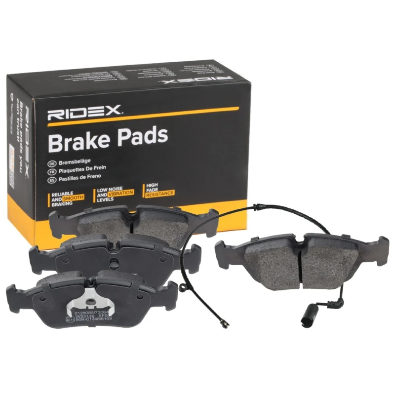 Image of RIDEX 402B1803 Brake pad set Front Axle, incl. wear warning contact, Photo corresponds to scope of supply Brake Pad Set,disc brake (402)