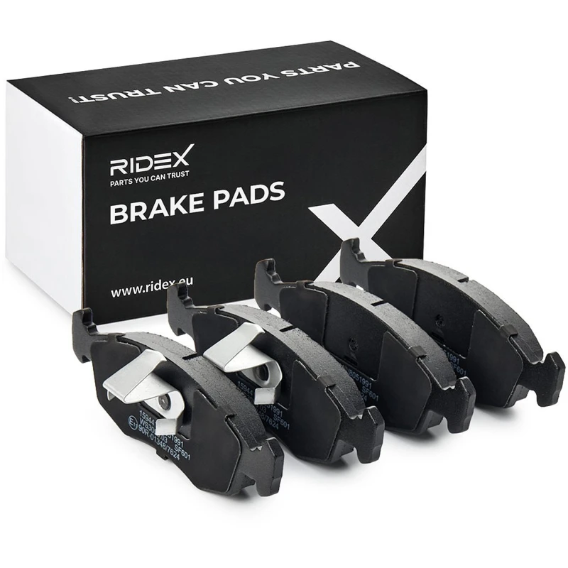 Image of RIDEX 402B0626 Brake pad set Front Axle, excl. wear warning contact, with piston clip Brake Pad Set,disc brake (402)