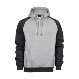 Image of Tee Jays Mens Two Tone Raglan Hooded Sweatshirt (3XL) (Heather Grey/Dark Grey)