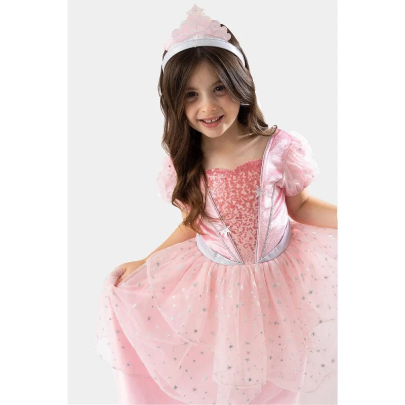 Image of Show Me The Merch Girl's Pink Good Fairy With Tiara & Wand Girls Kids Costume Fancy Dress, Parties, & Role Play Ages 4 - 10 Size: 4-6 Years Pink