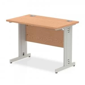 Image of Trexus Desk Rectangle Cable Managed Silver Leg 1000x600mm Oak Ref