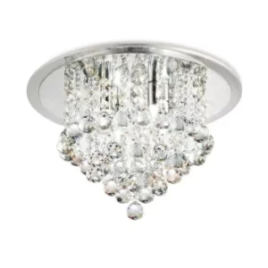 image of Atla Flush Ceiling 4 Light Polished Chrome, Acrylic Trim, Crystal