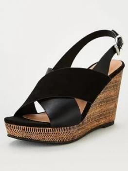 Image of Wallis Cross Strap Foot Cover Wedge - Black, Size 8, Women