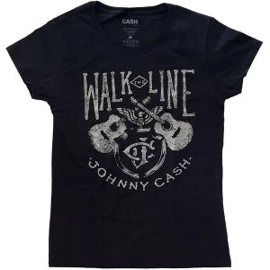 Johnny Cash - Walk The Line Ladies Small T-Shirt - Black