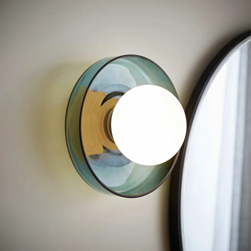 Image of ValueLights ValueLights Newbury Glass Wall Light - Teal