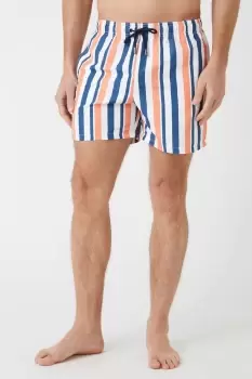 Image of Mens Orange Bold Stripe Swim Short