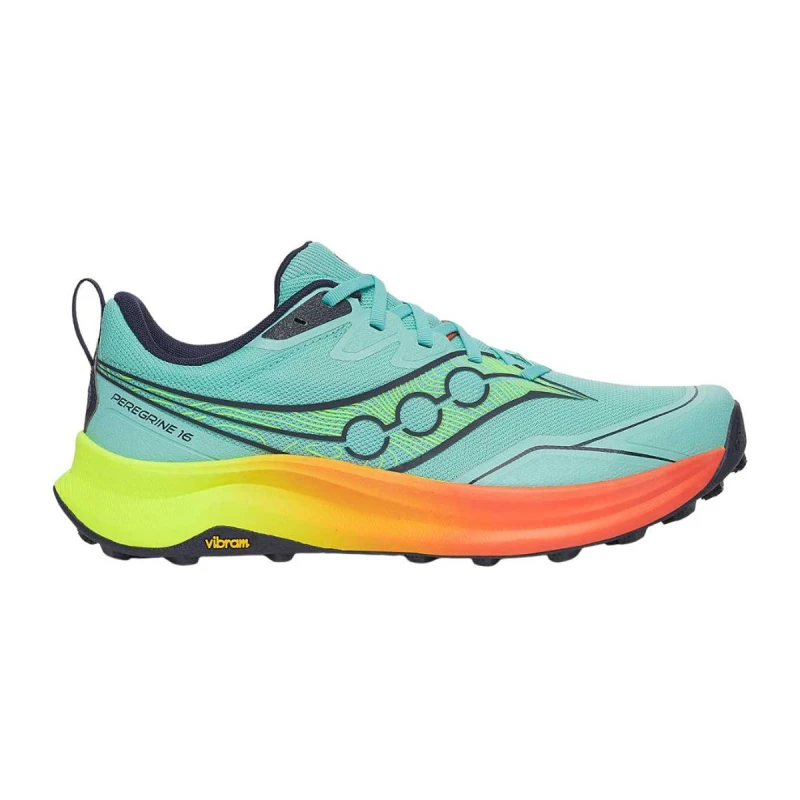 Image of Saucony Peregrine 16 Shoes Blue Orange SS26, Size 42 - EUR