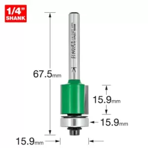 Image of Trend CRAFTPRO Bearing Guided Trimmer Router Cutter 15.9mm 15.9mm 1/4"