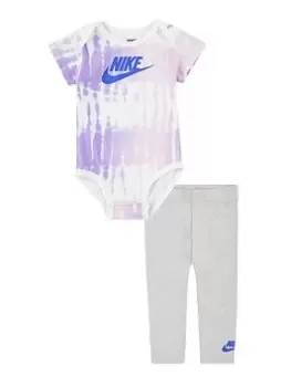 Image of Nike Baby Girls Fashion Club Bodysuit Pant Set, Grey, Size 6 Months