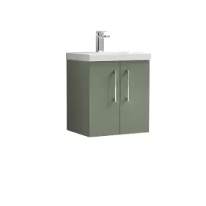 image of Nuie Arno 500mm Wall Hung 2 Door Vanity & Basin 1 Satin Green