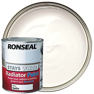 image of Ronseal Stays White Radiator Paint Satin 750ml