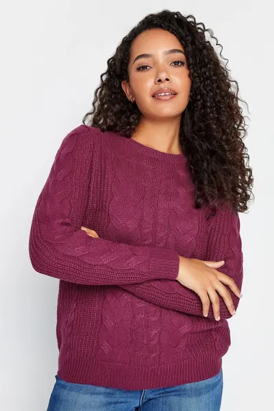 image of M&Co Cable Knit Jumper Purple