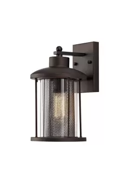 Image of Large Wall Lantern Lamp, 1 x E27, Antique Bronze, Clear Glass, IP54