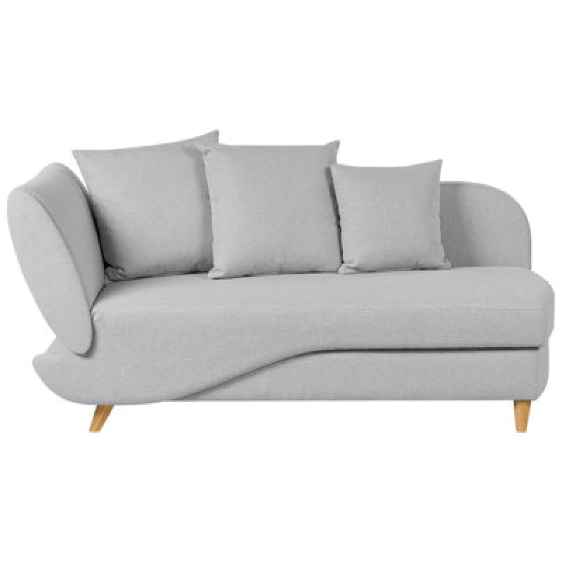 Image of Beliani Left-Hand Chaise Lounge Meri Faux Linen Light Grey With Storage
