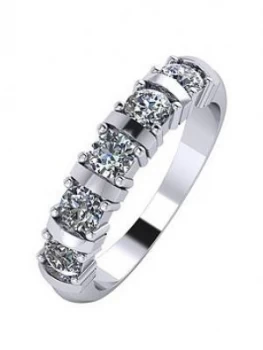 image of Moissanite Platinum 1ct Moissanite 5 Stone Eternity Ring, Platinum, Size J, Women