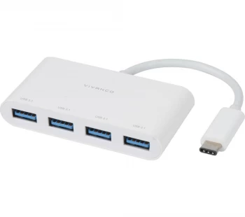 image of VIVANCO 45384 4-Port USB Type-C Hub - White