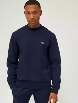 Image of Mens Lacoste Organic Brushed Cotton Sweatshirt Size 11 - 6XL Navy Blue