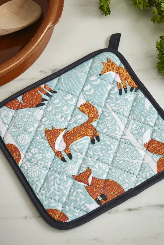 Image of Ulster Weavers 'Foraging Fox' Animal Print 100% Cotton Pot Mat Blue