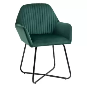 image of HOMCOM Modern Arm Chair Upholstered Accent Chair with Metal Base for Living Room Green