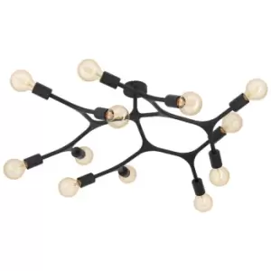 image of Netlighting Bocadella 12 Lamp Multi Arm Semi Flush Ceiling Light Black