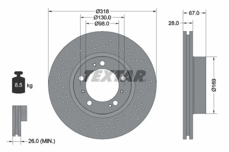 Image of Brake disc TEXTAR 92099905