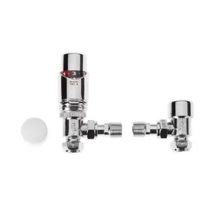 image of Drayton Trv4 Chrome-Plated Straight Thermostatic Radiator Valve & Lockshield