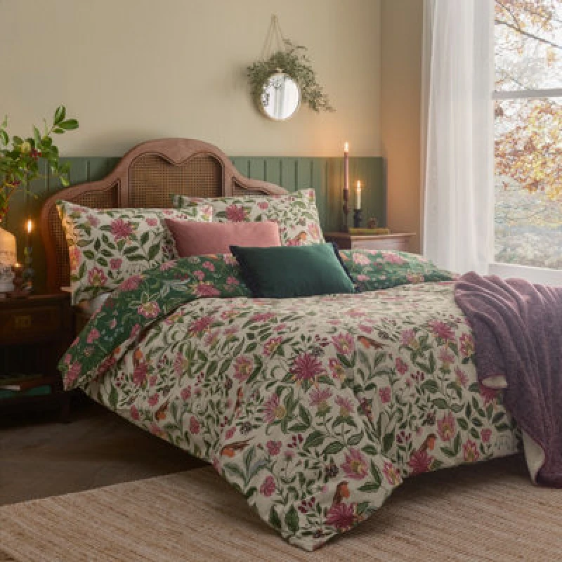 Image of Wylder Nature Beatrice Reversible Floral Duvet Cover Set, Super King, Multicolour