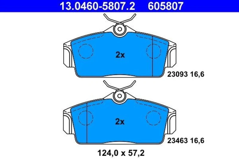 Image of ATE 13.0460-5807.2 Brake pad set excl. wear warning contact Brake Pad Set,disc brake (402)