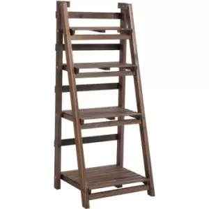 Image of Outsunny - 4-Tier Wooden Shelf Foldable Flower Pots Holder Stand Indoor Outdoor