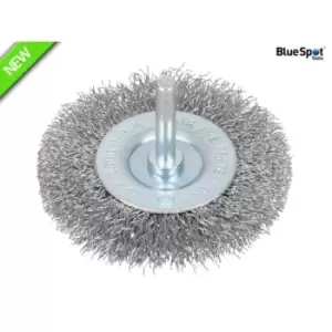 image of Blue Spot Tools Flat Steel Wire Wheel Brush 75mm X 6mm Arbor