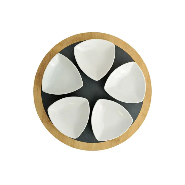 Image of Hestia Set of 5 Ceramic Dishes with Round Slate Tray Multi