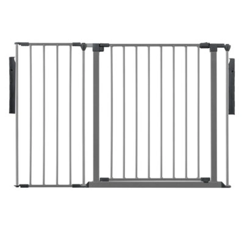 Image of Safetots Premium Multi Panel Room Divider, Up To 115Cm Wide, Grey, 70Cm Tall, Flexible Barrier With Door For Baby And Toddler