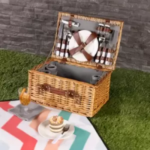 image of 4 Person Wicker Picnic Basket Grey