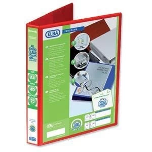 image of Elba A4 Presentation Ring Binder PVC 4 D Ring 25mm Capacity Red Pack of 6