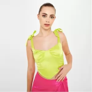 Missguided Petite Satin Corset Top - Green