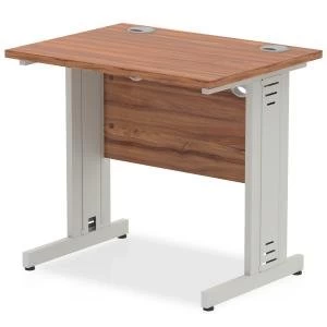 Image of Trexus Desk Rectangle Cable Managed Silver Leg 800x600mm Walnut Ref