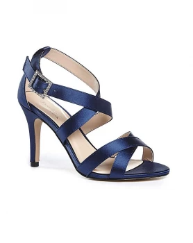 Image of Pink by Paradox London Satin 'Macpherson' High Heel Stiletto Heel Ankle Strap Sandals - 3 - ivory