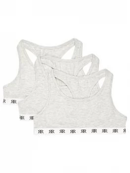 Image of River Island RI Cropped Top 3 Pack Grey Size 5-6 Years Girls