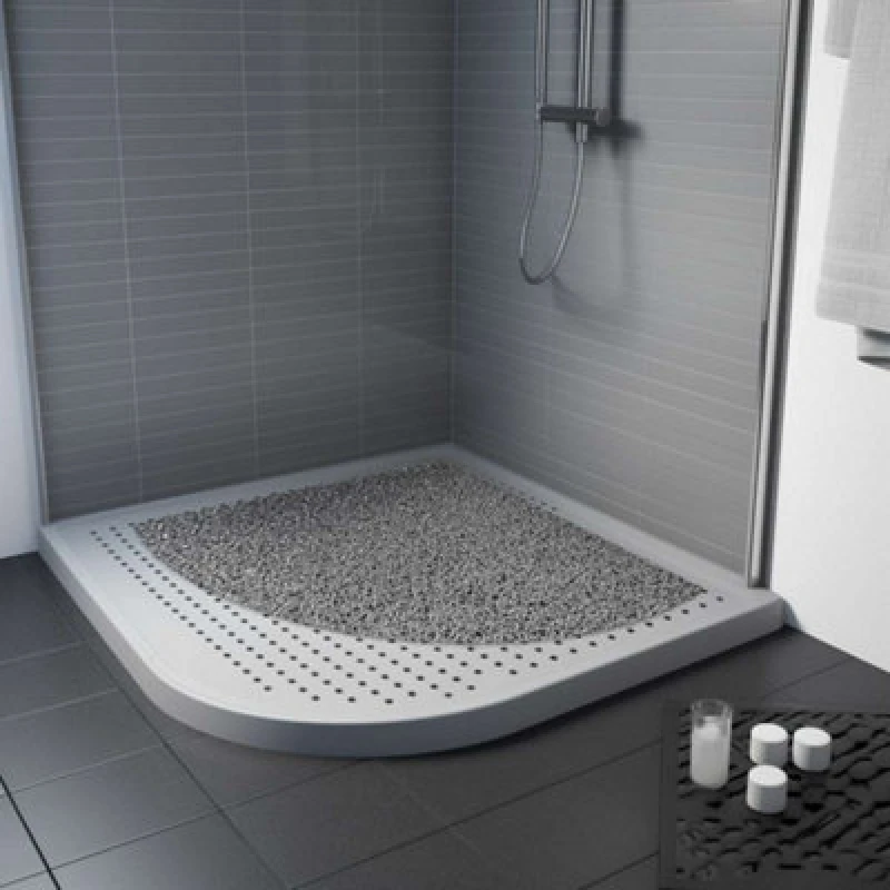 Image of Nicoman Anti Slip Pvc Loofah Corner Shower Mat Anti Mould Washable Mat - Quadrant 53X53Cm