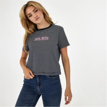 image of Jack Wills Milsom Boxy T-Shirt - Navy Stripe